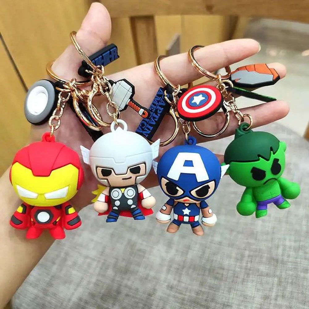 QUINTON Fashion Marvel's The Avengers Keychain Pendant Figurine Model Animation Peripheral Iron Man Captain America Creative Jewelry Gifts Marvel Legends Avengers Key Ring