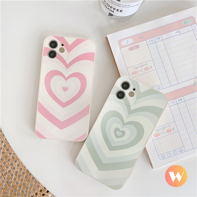 Soft Case TPU Motif Hati Warna Gradasi Untuk iPhone 11 6 6s 7 8 Plus XR X XS Max 11 12 Pro Max