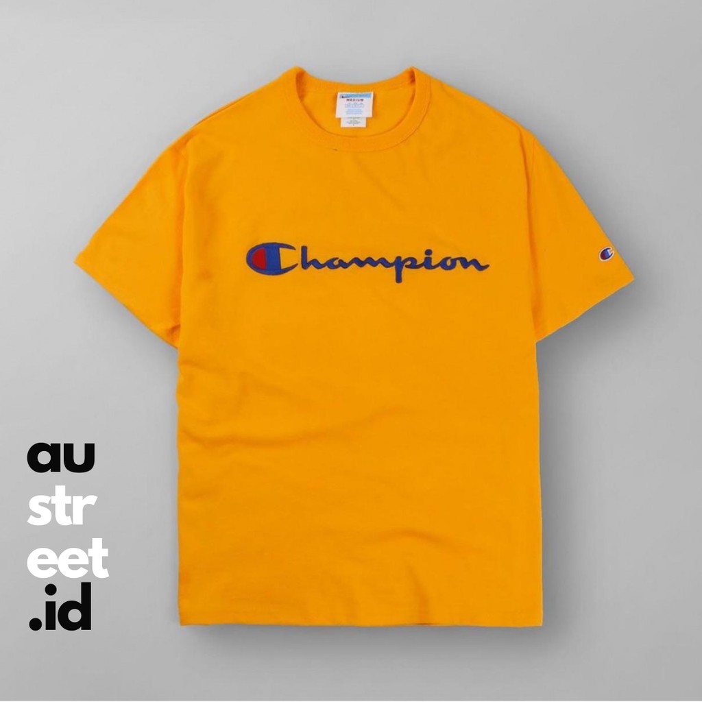 Kaos Champion Bordir Warna Kuning