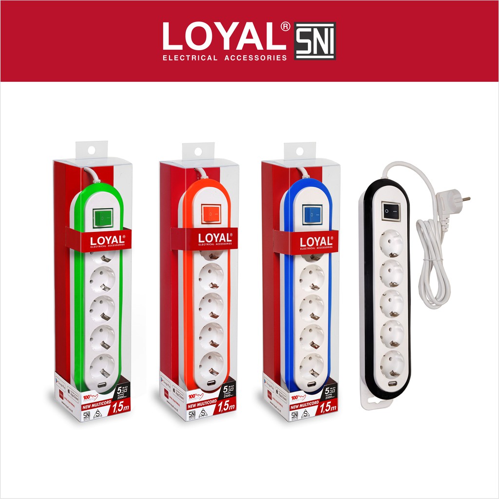 

Loyal Stop Kontak + Kabel 1.5M. 5 Lubang +1 USB HUB 3.0 (LY-265USB)