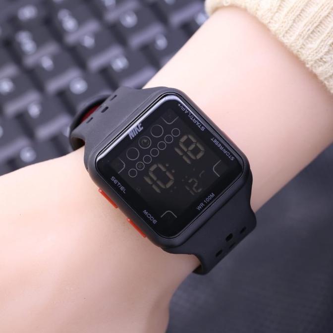 Jam tangan wanita pria nike digital kotak