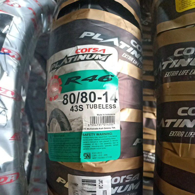 Ban Luar Motor Matic Corsa Platinum R 46 80/80-14 Tubeless