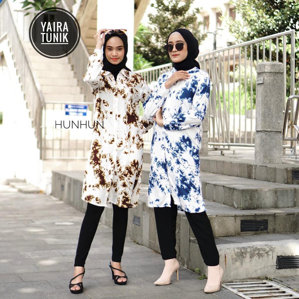 YAIRA TUNIK PREMIUM PUSATGROSIR_SOLO/ TUNIK MURAH RAYON MOTIF ABSTRAK TIEDYE HITS SELEBGRAM