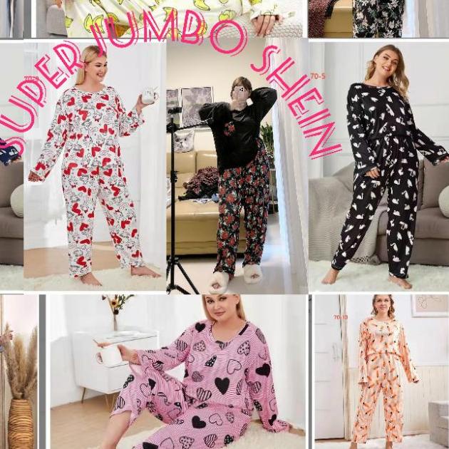 ◊ Baju tidur wanita SHEIN/ Piyama lengan panjang pp import super jumbo (free penutup mata) ➦