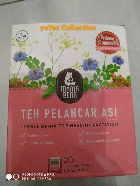 Teh pelancar ASI drink 100 % herbal healty minuman kesehatan ibu hamil menyusui mama bear satuan