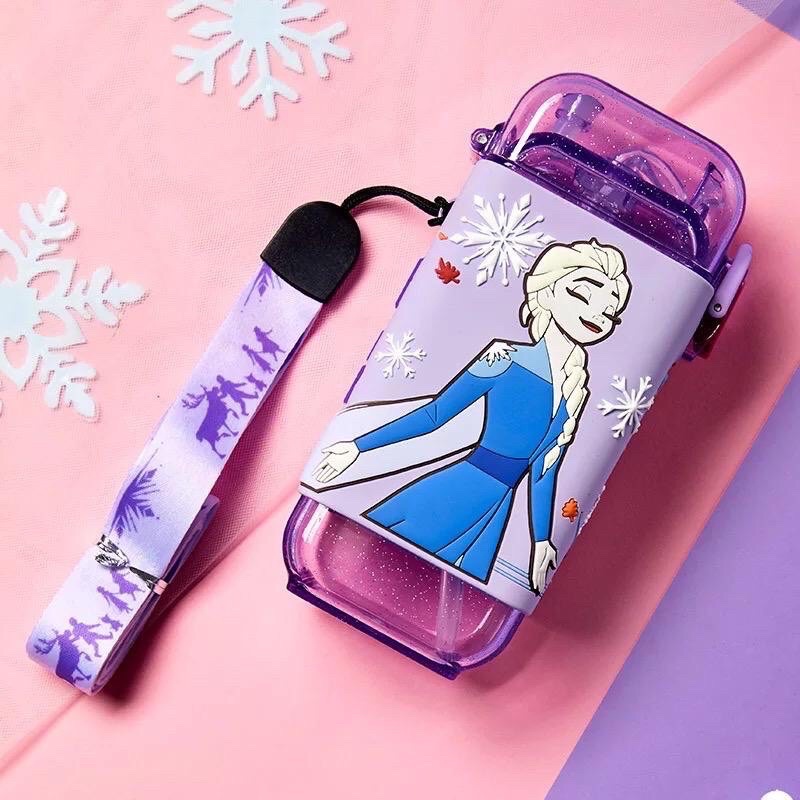 DISNEY Botol Minum Anak Unik /  ORIGINAL Disney water bottle Elsa Mickey donald Cars / Botol Minum Anak disney-280ml Elsa Ungu