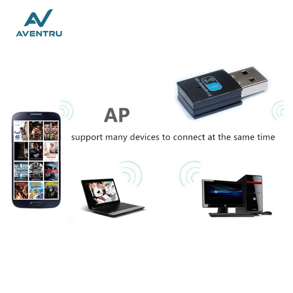 Mini USB WiFi Bluetooth 2in1 Dongle Receiver Wireless Adapter Adaptor USB