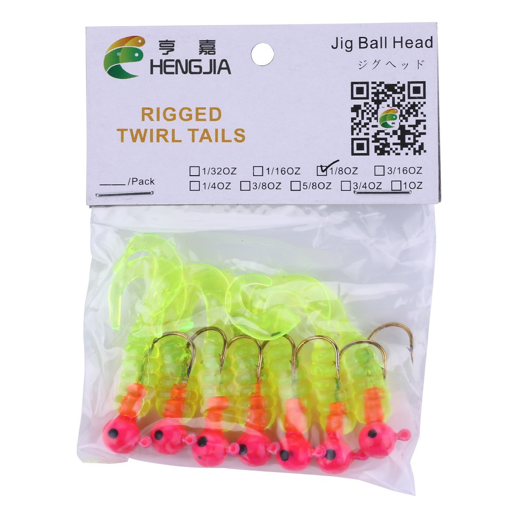 HENGJIA 7PCS/Bag Soft Fishing Lure Umpan Pancing Jigs Hooks Kail Freshwater Ikan Bass Silicone Swimbait Tackle