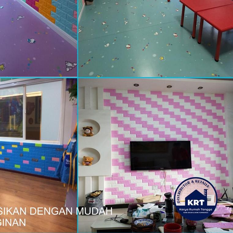 ( MURAH ) Paket 10 Lembar Wallpaper Dinding Foam Bata 3D Stiker Dinding Kamar Tidur Peredam Suara ֍