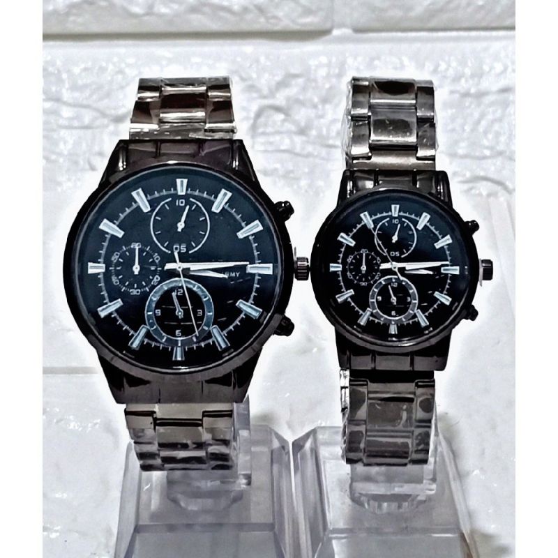 (Grosir)Jam Tangan Couple A-R-M-Y Fashion Strap Rantai(Terima Cod)