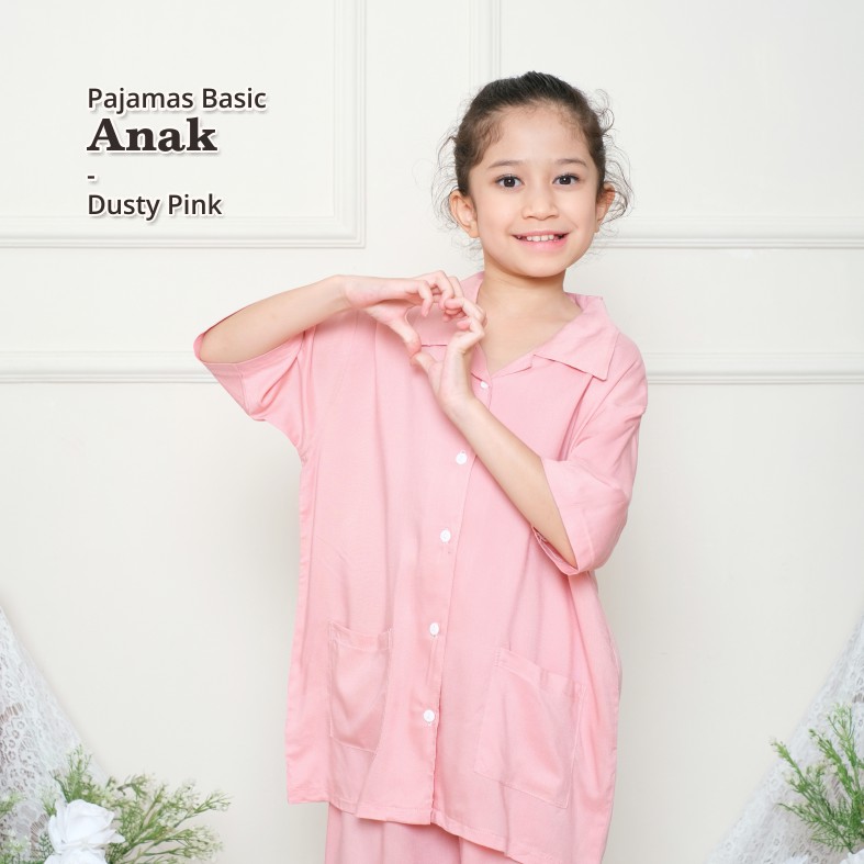 SET BASIC PIYAMA / PAJAMAS KEMEJA RAYON POLOS ANAK