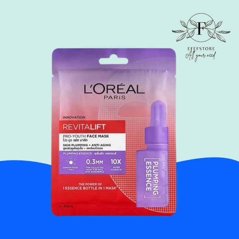 L'Oreal Loreal Paris Dex Revitalift Pro-Youth Face Mask Skin Plumping Radiance Elasticity Anti Aging | Revitalift Essence Sheetmask | Loreal Hyaluronic Acid Sheetmask