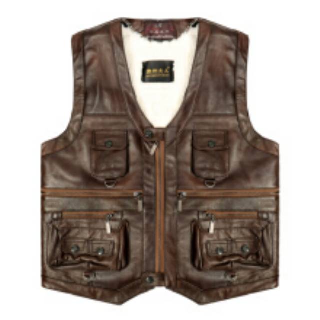 Rompi Kulit Pria Kantong Banyak