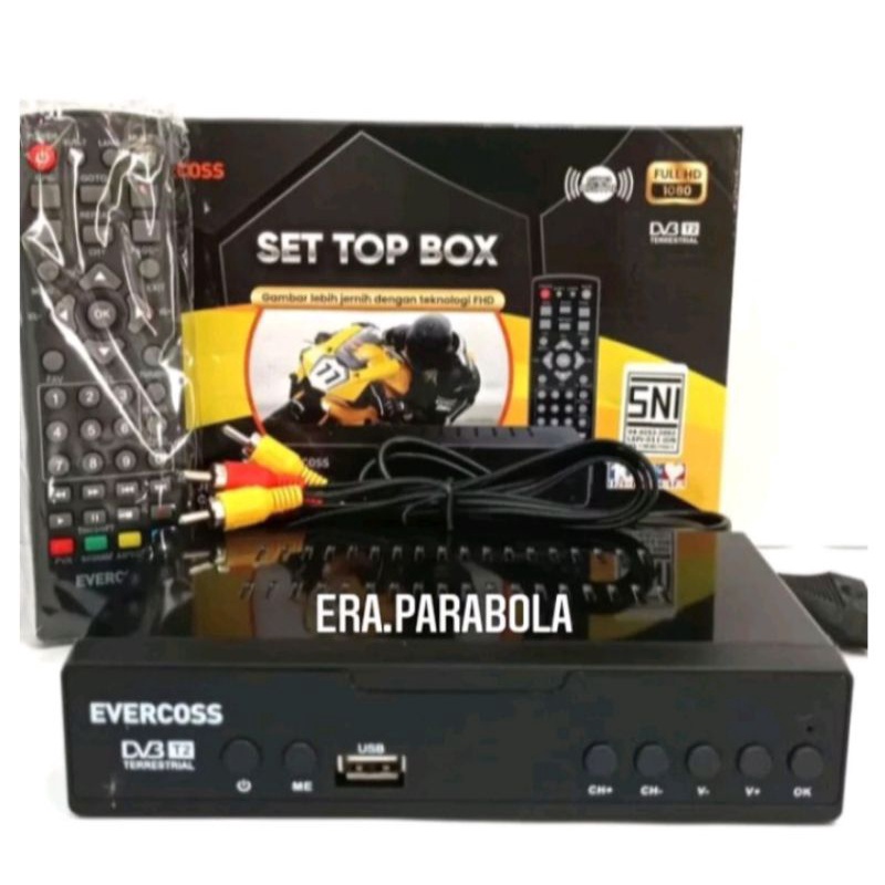 STB SET TOP BOX EVERCOSS DVB T2 TV DIGITAL CHANNEL ORIGINAL WIFI BISA YOUTUBE