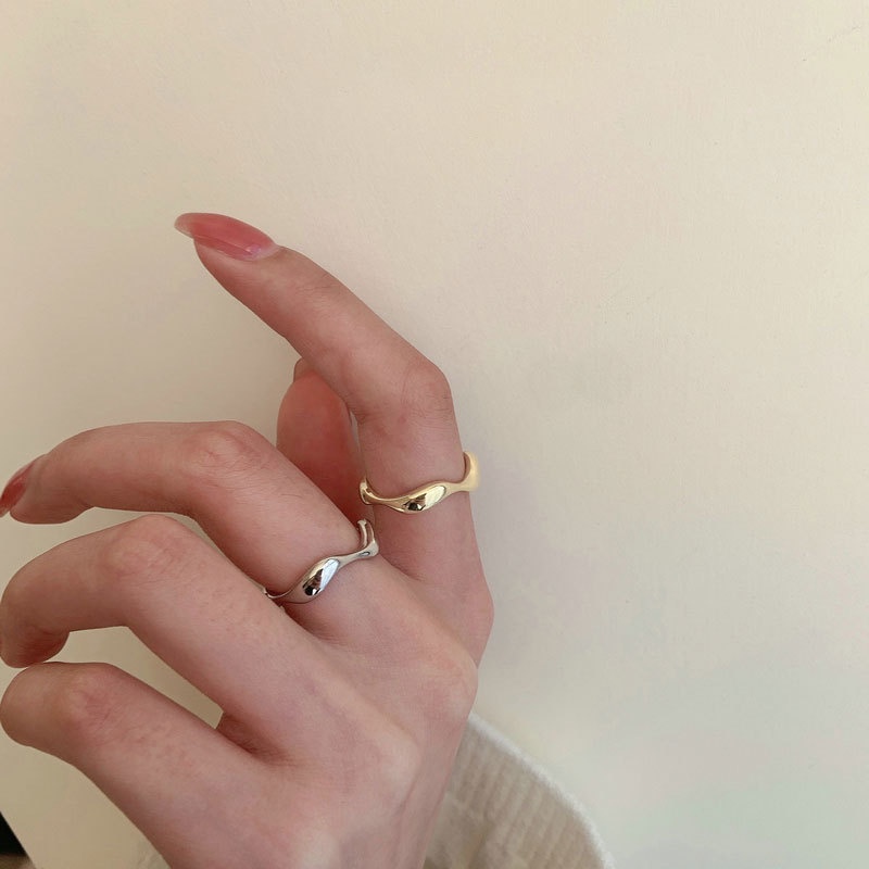 Cincin Jari Telunjuk Model Gelombang Gaya Retro Korea Untuk Aksesoris Perempuan