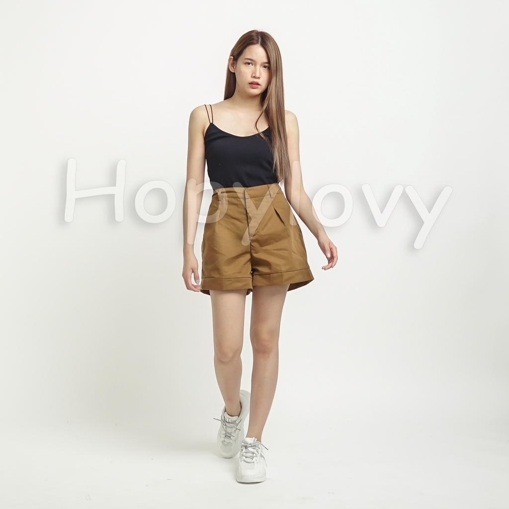 HOPYLOVY - Celana Pendek Highwaist Wanita | Celana Hot Pants Wanita | Short Pants Bahan Katun HW | Celana Pendek Wanita Korea | Hotpants Highwaist Deby