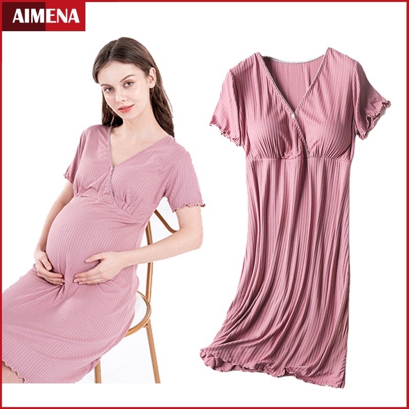 Baju Hamil Dan Menyusui Dress Fashion Kancing Depan