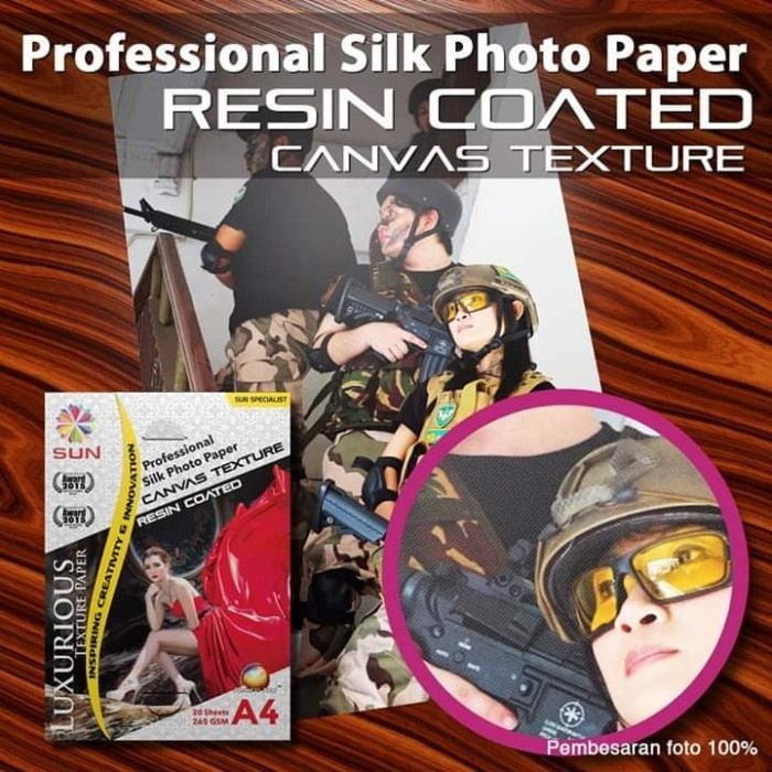 Kertas Foto Silky Texture A4 - SUN Professional Silky, Glossy Photo Paper 265 A4, Motif Silky Pearl, Canvas, Satin