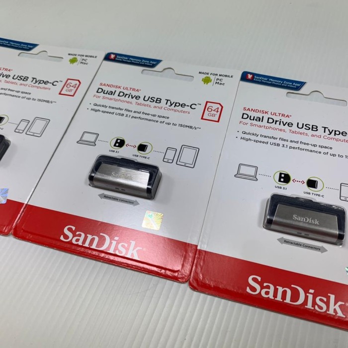 SANDISK OTG 64 GB / 32 GB / 16 GB USB TYPE C 3.1 ULTRA DUAL Sandisk Dual Drive TYPE C USB 3.1 - OTG Type C 32 GB USB 3.1 Bergaransi Resmi