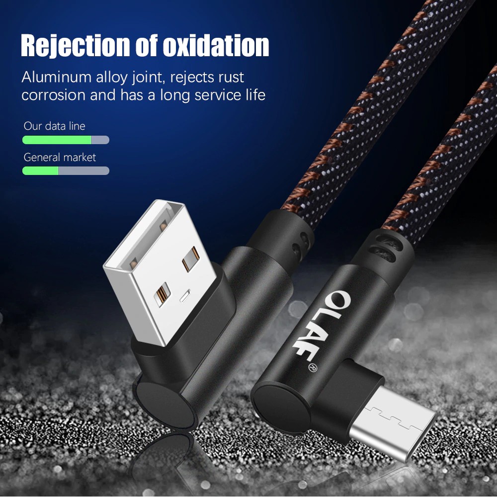 OLAF 2m USB Type C 90 Degree Fast Charging usb c cable Type-c data Cord