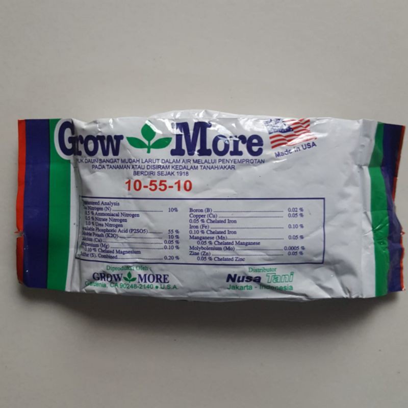 Pupuk Grow More Bunga Buah 10-55-10 Kemasan Pabrik 100Gr