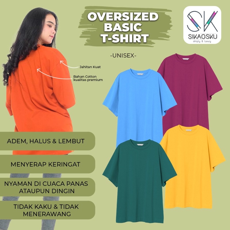 KAOS POLOS OVERSIZE PRIA &amp; WANITA COTTON COMBED 20s BAJU BIG SIZE KOREAN TSHIRT OVERSIZED JUMBO Xxl