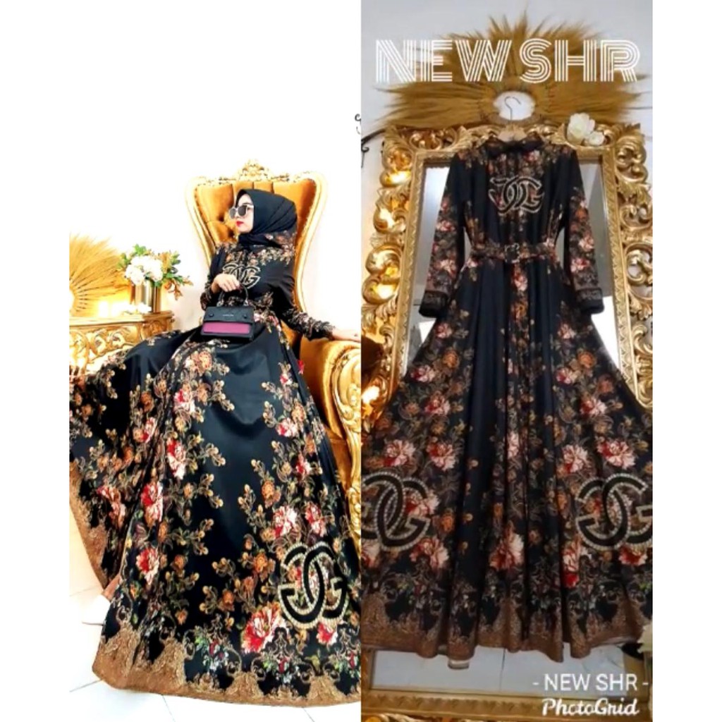 SHR (ORIGINAL) / MAXI DRESS SCUBA PREMIUM FULL PRINT (FULL KANCING)