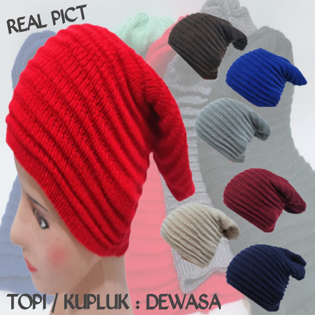 Topi kupluk panjang rajut beanie hat//topi kupluk dewasa cowok-cewek