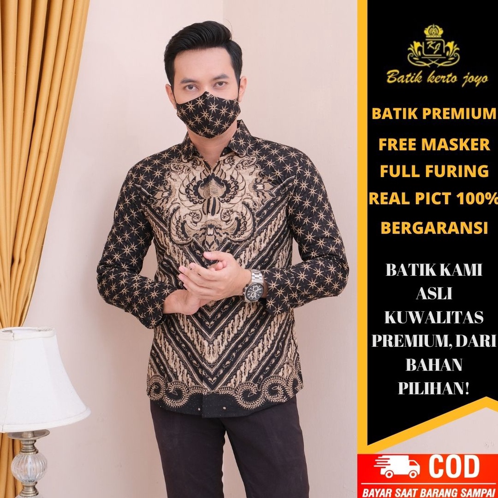 Batik pria modern slimfit Baju Batik Pria Lengan Panjang slim fit baju batik Slimfit pria premium baju seragam BATIK KERTOJOYO KJ020 kemeja batik pria lengan panjang full furing baju batik alisan pria Kemeja batik slim fit batik pria premium PRABUSENO