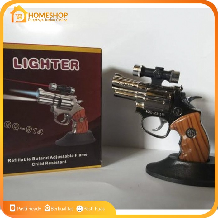 Korek Api Lighter Gas Bara Pistol Multifungsi Senter Laser Plus Stand