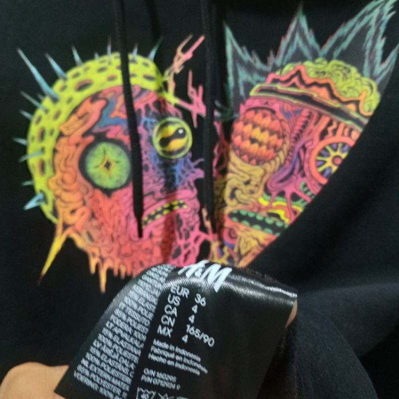 Hnm Hoodie Pria Wanita Cewek Cowok Hitam Rick And Morty Black Full Tag Free Paper Bag