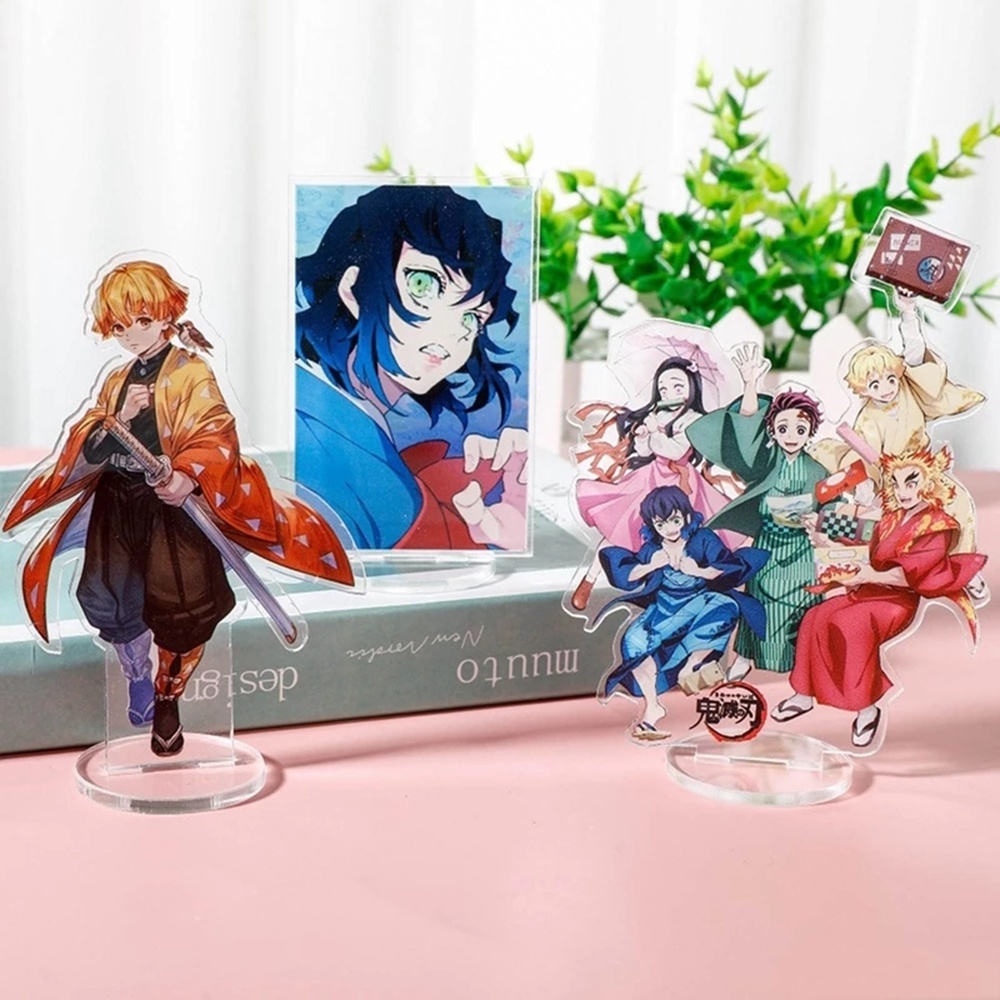 Needway  Zenitsu Acrylic Stand Inosuke Desktop Stand Anime Demon Slayer Kamado Kimetsu No Yaiba Tanjirou Nezuko Action Figures Giyuu Stand Plates