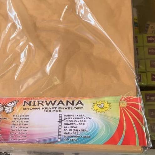 

➹ Amplop Coklat Polos 1/2 Folio (C) dengan Lem Seal merk Nirwana (pak) ✥