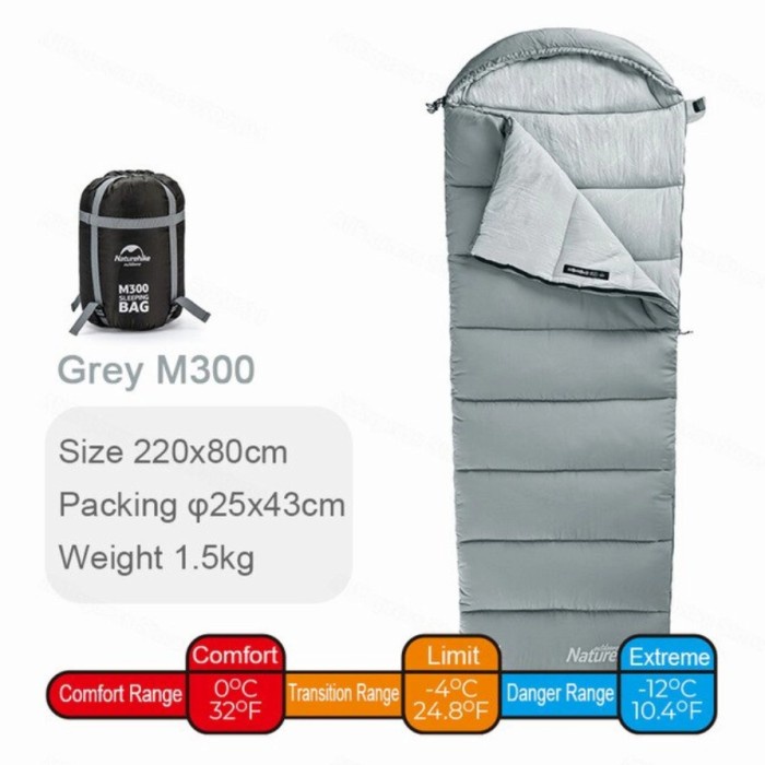 Sleeping Bag Naturehike NH20MSD02 - Abu-abu, M400
