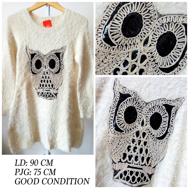 SWEATER FUZZY BORDIR