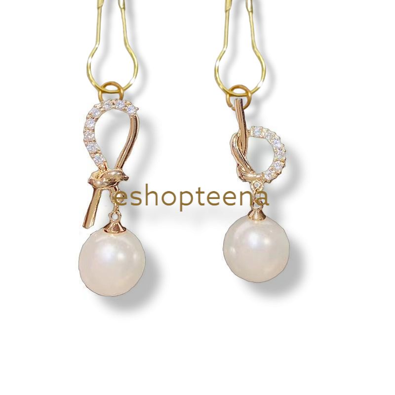 A34 anting hijab juntai ikat mata pearl gold_anting jilbab