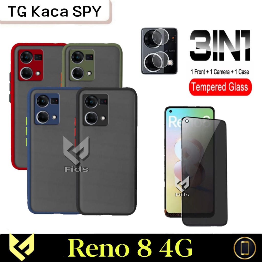 PROMO Paket 3IN1 Case AERO For OPPO RENO 8 4G 2022 Case AERO Dove Color Free Tempered Glass &amp; Tempered Glass Pelindung Camera Belakang Handphone