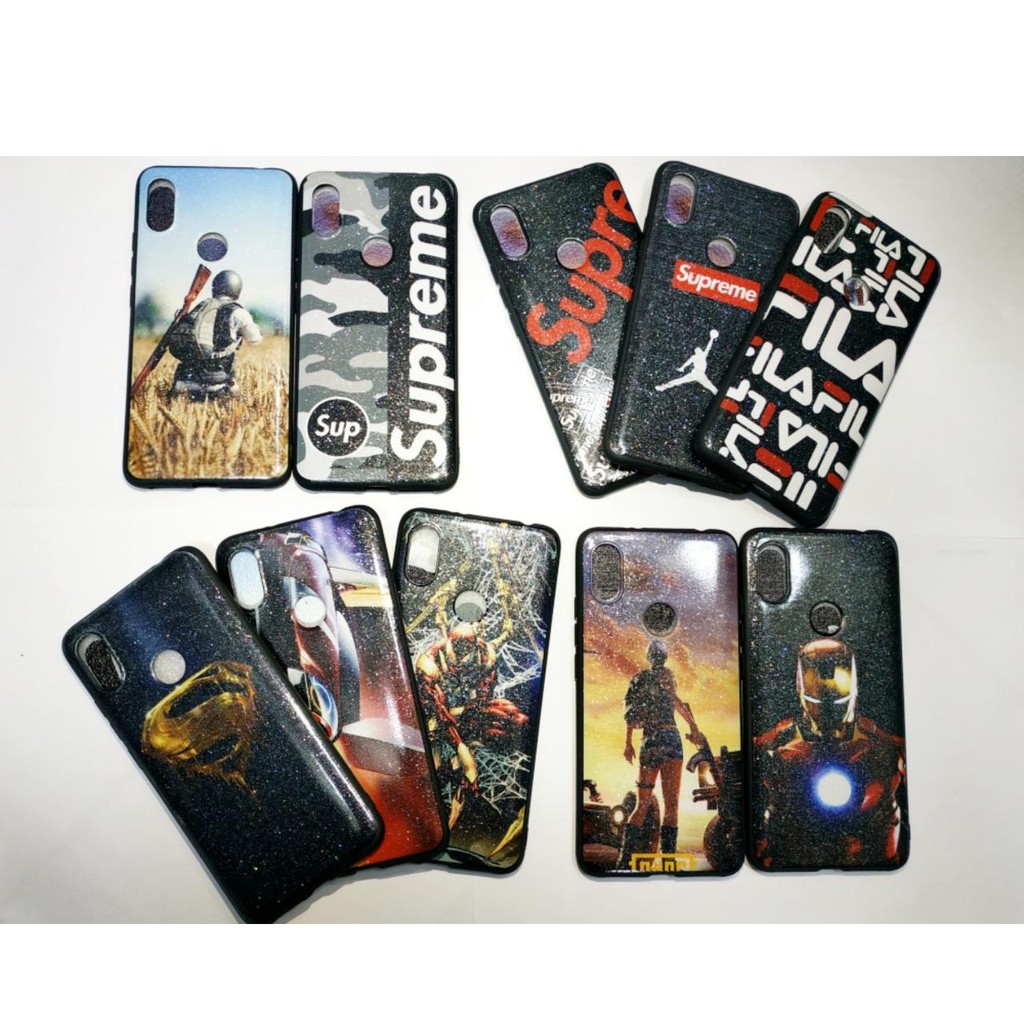 Softcase IMD Glossy Man Superman Iron Man FILA for Samsung J2 Core, J6, J4, J4+, J6+, J7 Pro, A6s, Redmi 6/mi A1/5X, Note 6 pro, Note 5 Pro, Realm3 2, Realm1 2 pro/U1/U2, Opp0 A5s/A12/A7/A11K, Viv0 V11 Pro, V11/V11i