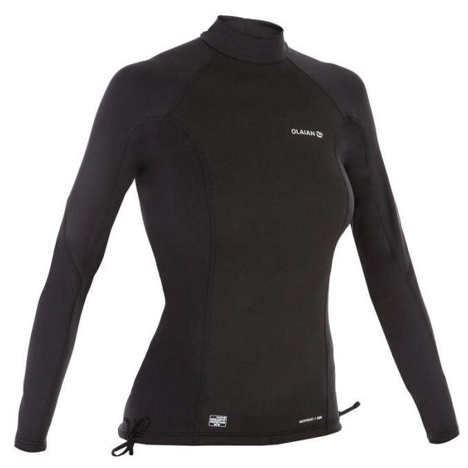Olaian Baju Selancar Neoprene Anti UV Wanita Hitam - 966653