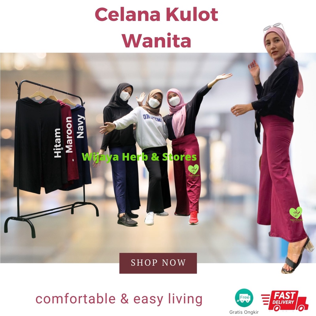 [Fashion] Celana Kulot Panjang Wanita / Size Slim &amp; Jumbo / Spandeks Elastis &amp; Adem