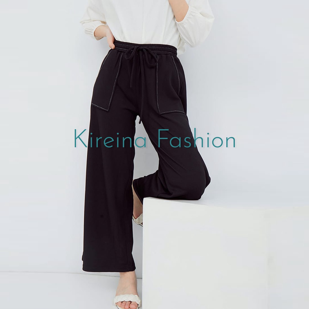 Celana Kulot Wanita Celana Kulot Knit Kulot Highwaist Celana Kantor Kulot | Kireina Fashion