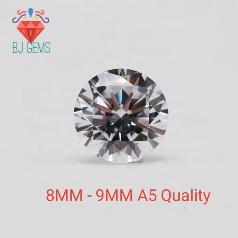 A5 Quality 8 - 9MM Cubic Zirconia White Round Heart And Arrow