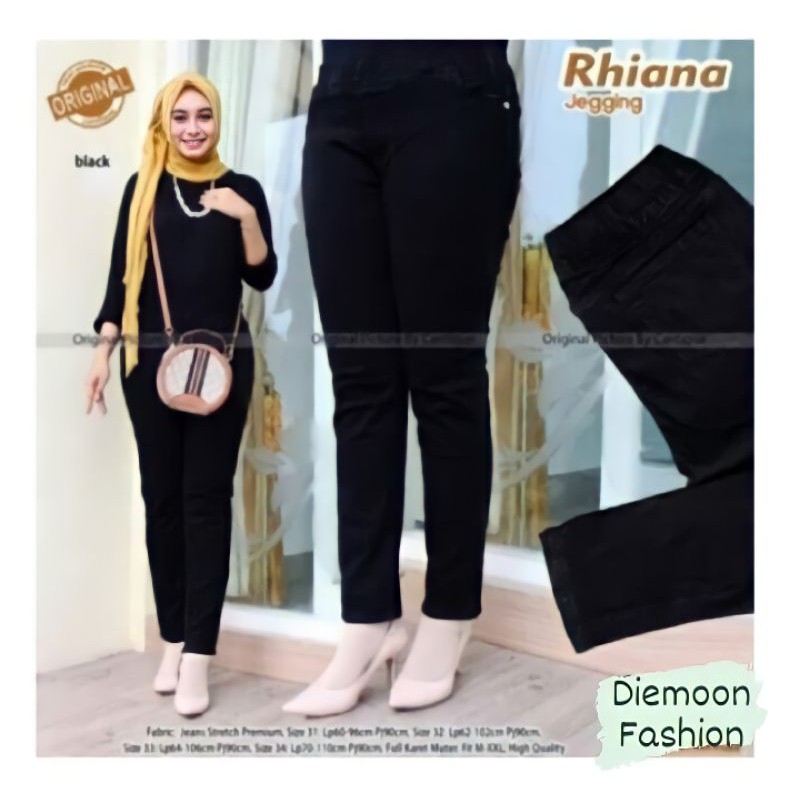 Jeans Polos Hitam Rhiana Melar Pinggang Full Karet