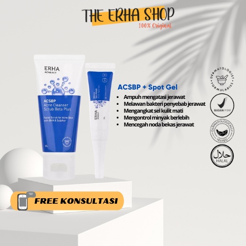 ERHA ACNEACT BUNDLING ACNE CLEANSER(ACSBP) & ACNE SPOT GEL | Paket hemat skincare meredakan jerawat 