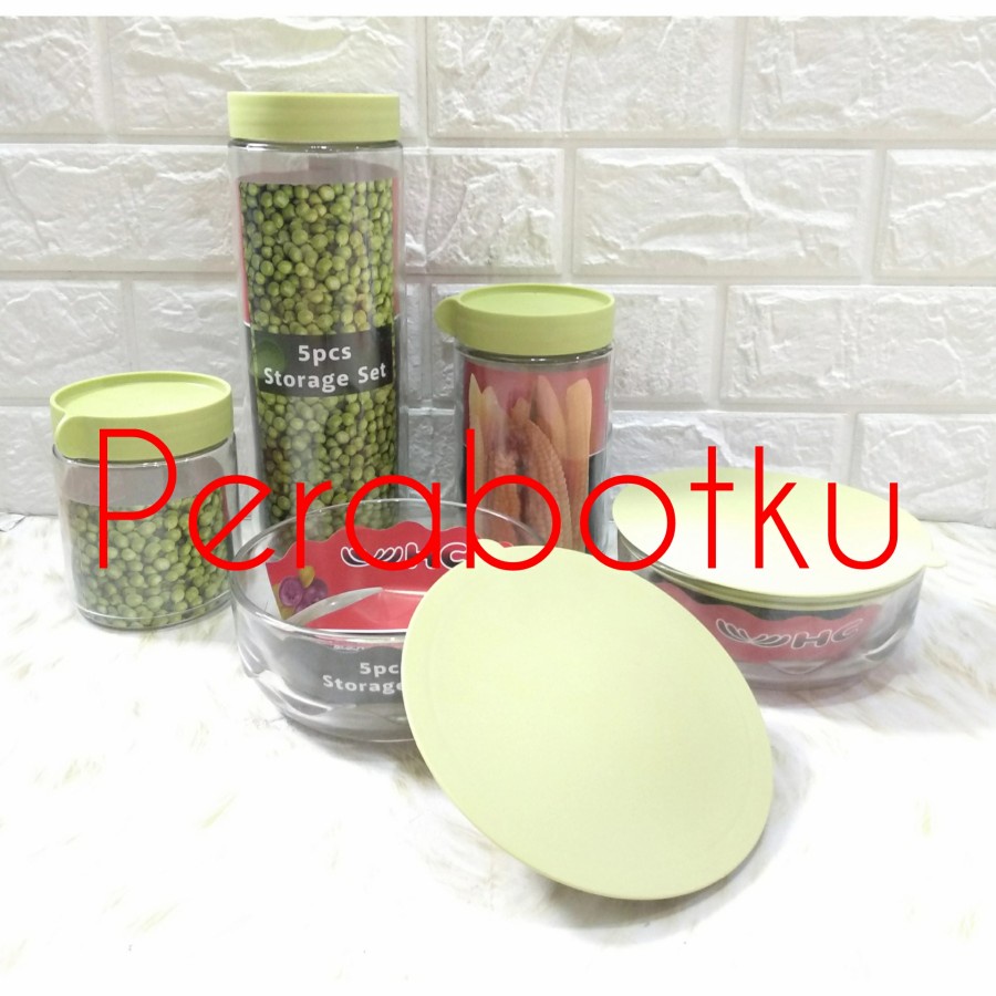 Storage Set Glass 5 Pcs HC / Toples Set Mangkok Kaca