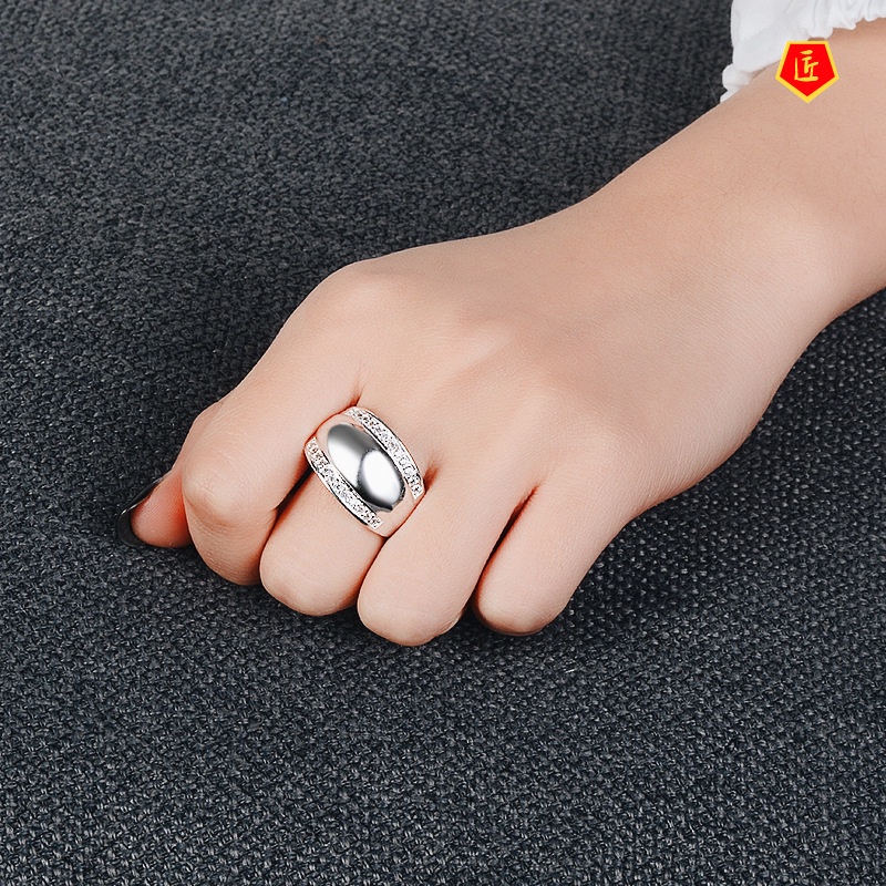 [Ready Stock]Personality Simple Silver Gloss Ring