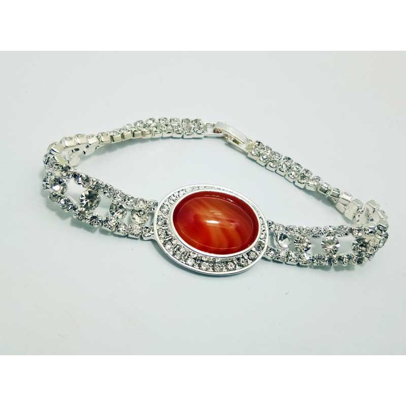 VeE Gelang Kristal Swarovski Batu Giok Coklat Model 1 - Terapi Kesehatan