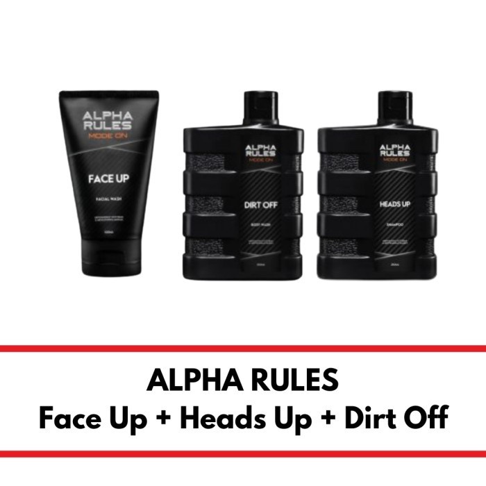 ALPHA RULES Bundling Hemat Face Up + Dirt Off + Heads Up ORIGINAL - 3in1