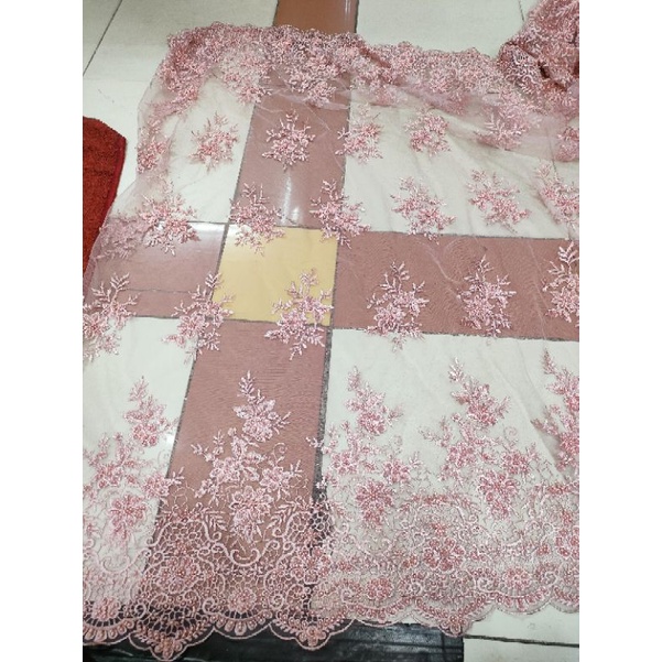 bahan kain Tile Payet Ceplok Pakai Payet Jepang