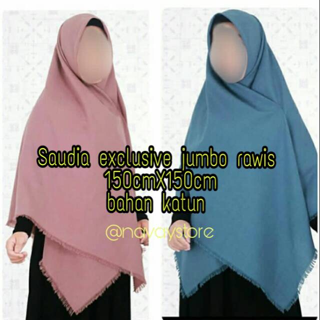 Kerudung jilbab segi empat rawis jumbo saudia exclusive